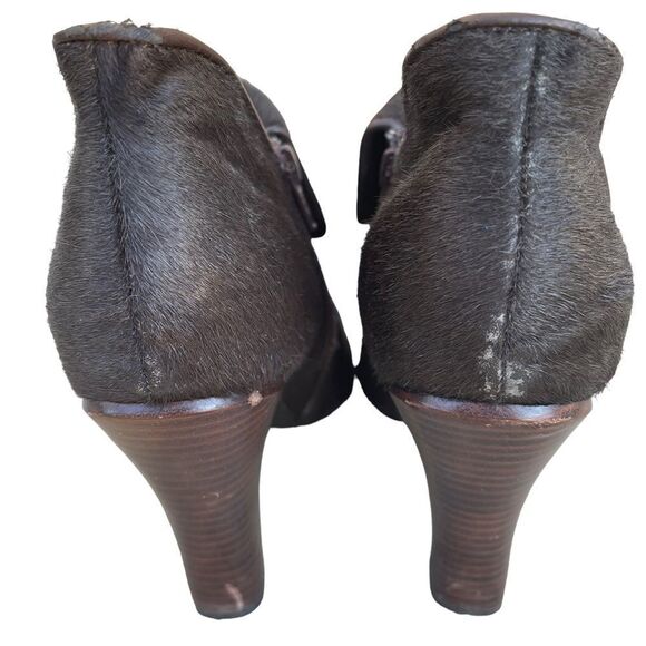 Fossil Brown Calf Hair Cuffed Heeled Ankle Boots Size 7.5 - Picture 5 of 10